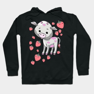 Strawberry Cow Kawaii Strawberry Pattern Hoodie